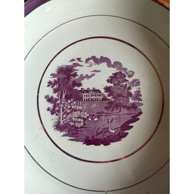 Rare Antique Pink Lustre and Bat Printed Pearlware Low Serving Bowl, Attributed to Thomas Wolfe, Circa 1805 For Sale - Image 9 of 14