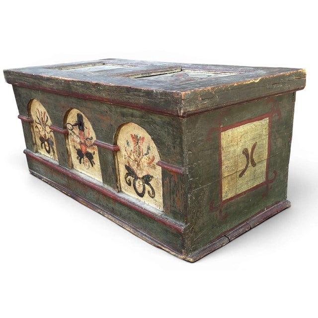 Alpine Floral Painted Chest, 1807 For Sale - Image 13 of 13