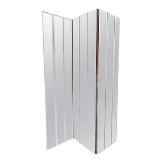 1980s Mirrored Glass Room Divider Screen Wall For Sale