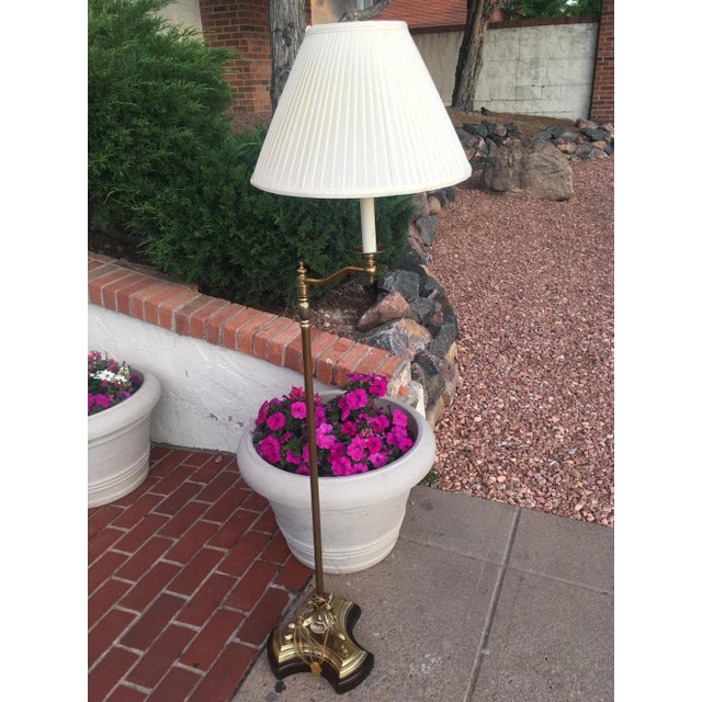 Vintage French Style Brass Swing-Arm Floor Lamp & Shade by Frederick Cooper For Sale - Image 13 of 13