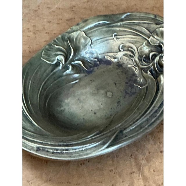 Victorian Vintage Art Nouveau Brass Bowl For Sale - Image 3 of 12