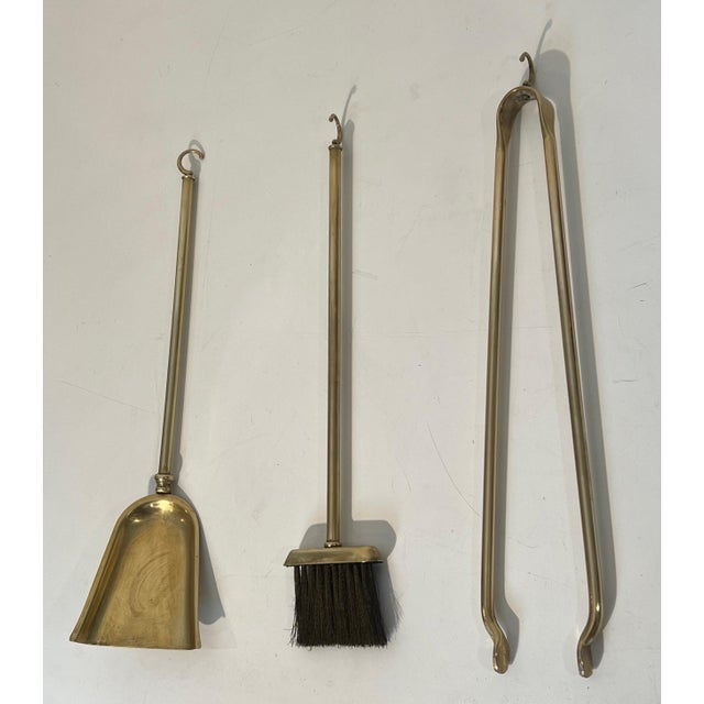 Black Lacquered and Brass Design Fireplace Tools on Stand For Sale - Image 12 of 12