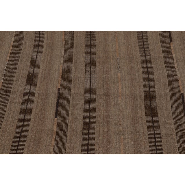 Rug & Kilim Vintage Persian Kilim, Earth-Toned Monochromatic Vertical Stripes For Sale - Image 4 of 8