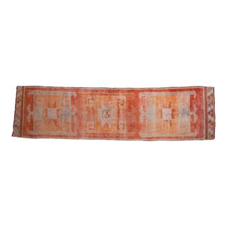 Vintage Distressed Kurd Rug Runner - 3'1" X 11'9" For Sale