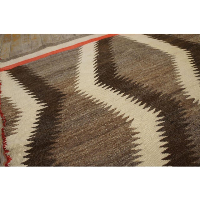 Durable Gray Color With Unique Symmetric Design Antique American Navajo Rug For Sale - Image 10 of 11