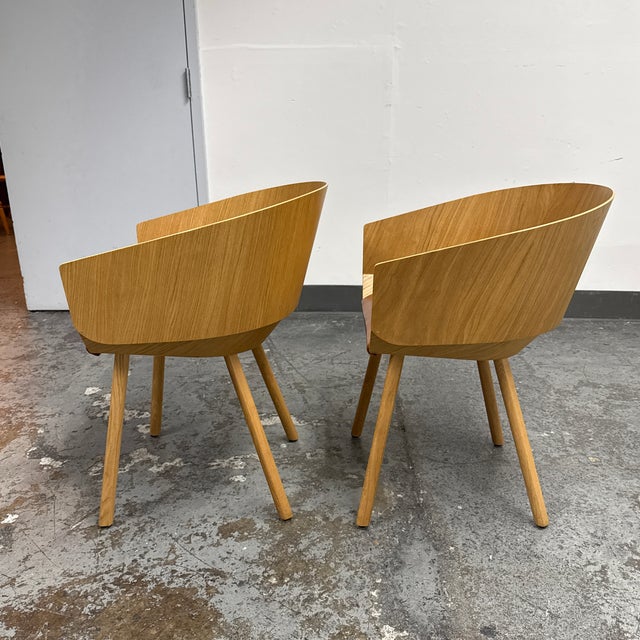 Stefan Diez for E15 Ch04 Houdini Oak + Leather Armchairs, Pair For Sale - Image 4 of 12