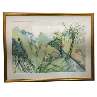 Ellen Friel Watercolor Painting in Gold Frame For Sale