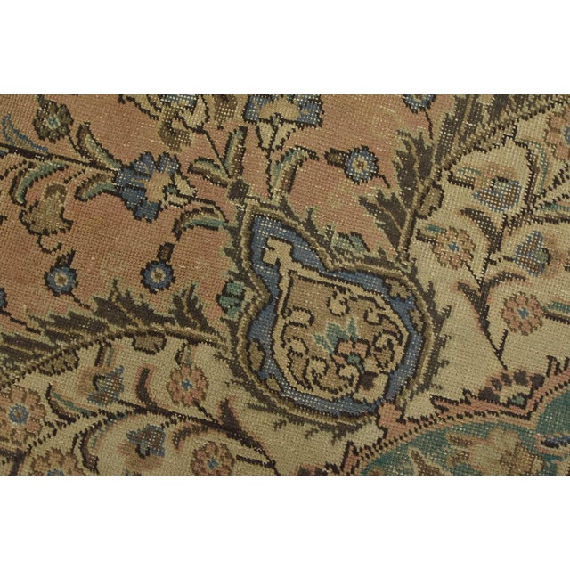 Tabriz Rug 9’3” X 9’2” Pink Wool Vintage Distressed Hand-Knotted Carpet For Sale - Image 4 of 15