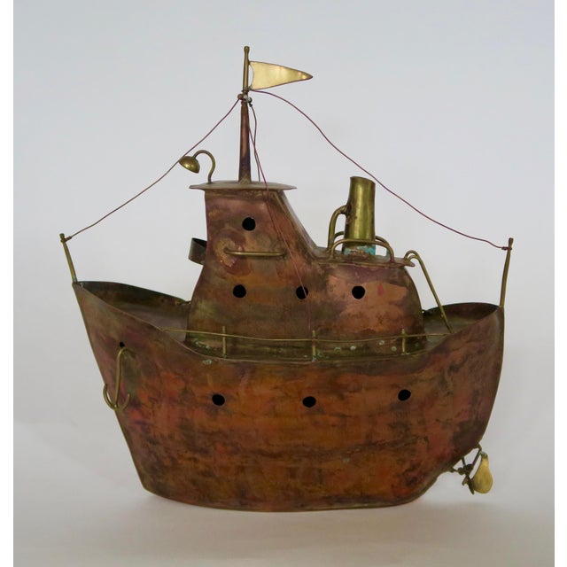 Brutalist Ship Sculpture in Brass and Copper, 1970s For Sale - Image 4 of 6