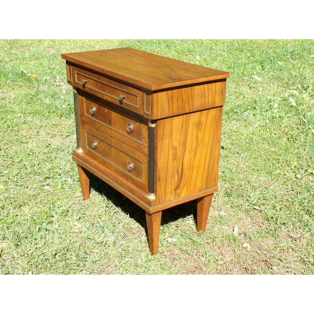 Vintage Italian Neoclassical Style Olivewood Server Chest Table Nightstand For Sale - Image 14 of 17