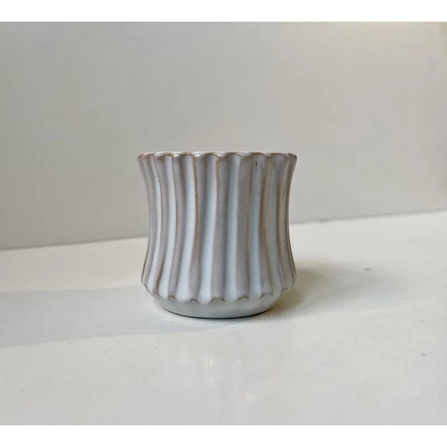 Ceramic Art Deco Danish Fluted White Ceramic Vase by Christian Jensen, 1930s For Sale - Image 7 of 7