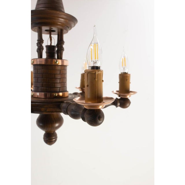 1940s French Beech Well Chandelier, 1940 For Sale - Image 5 of 11
