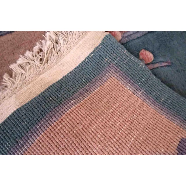 Textile 1970s Handmade Vintage Art Deco Chinese Rug 2' X 3.9' For Sale - Image 7 of 10