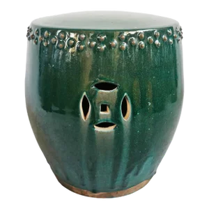 Teal Double Stud Ceramic Garden Stool