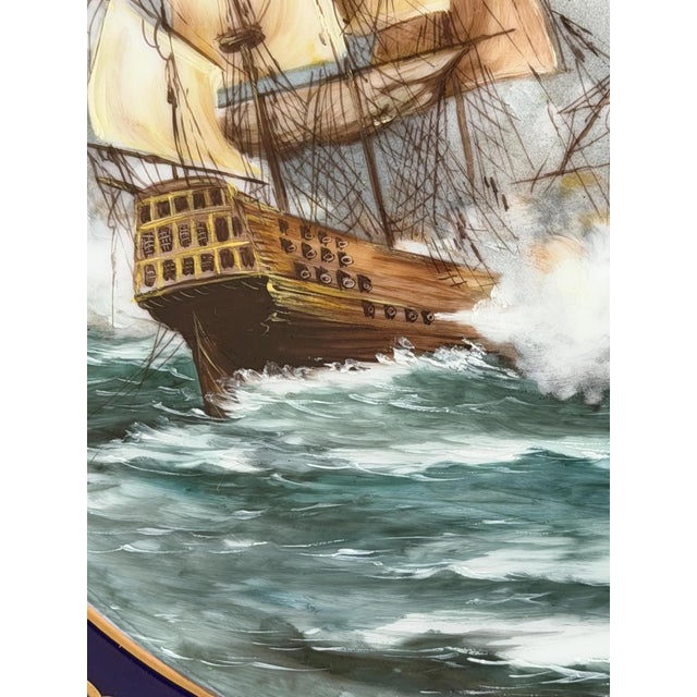 Vintage Hand-Painted Naval Battle Plates by Semone, 1920s, Set of 2 For Sale - Image 4 of 14