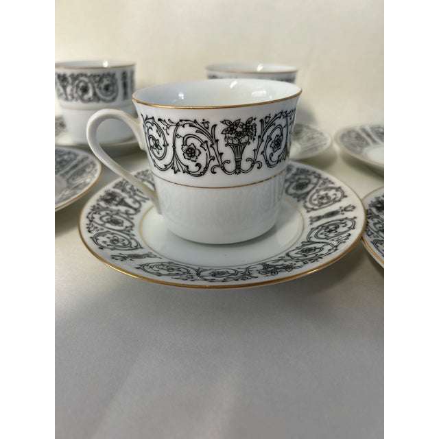Sarah Coventry Vintage Coventry Fine China Japan Laurent 653 Cups & Sauces S-6. For Sale - Image 4 of 6