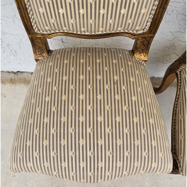 Vintage French Louis XV Rococo Giltwood Wing Back Dining Side Chairs Set of 4 For Sale - Image 10 of 17