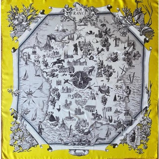 HERMÈS la FRANCE Silk SCARF designed by Françoise de la Perriere 1959 For Sale
