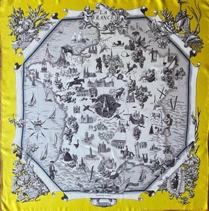 HERMÈS la FRANCE Silk SCARF designed by Françoise de la Perriere 1959