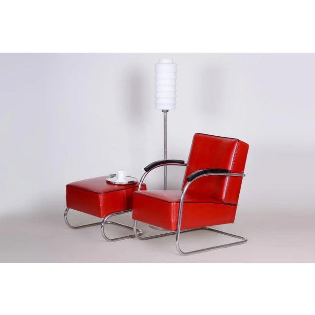 Set of Bauhaus Armchair with Foot Stool attributed to Mucke Melder, 1930s For Sale - Image 12 of 13