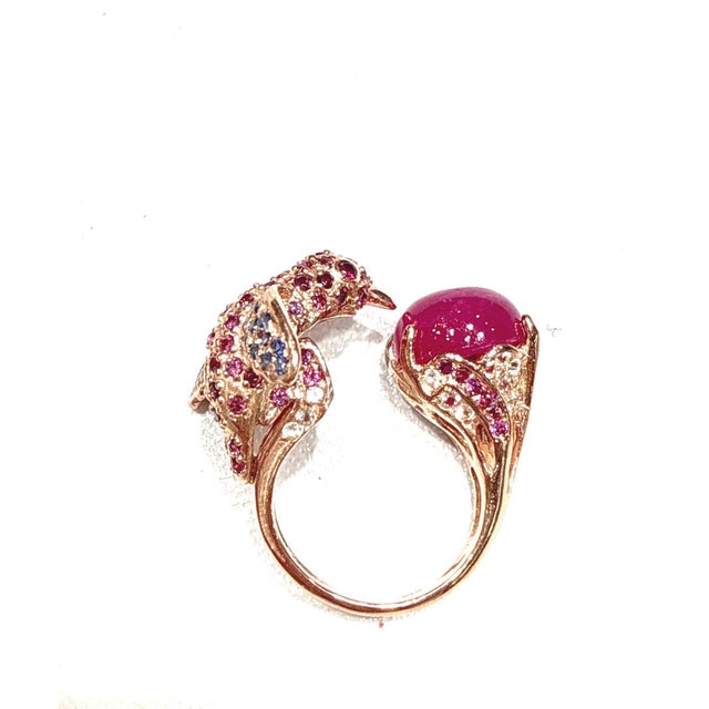Bochic “Capri” Ruby & Multi Color Fancy Sapphire Ring Set 18K Gold & Silver Natural Cut Ruby - 4.00 carats Natural Fancy...