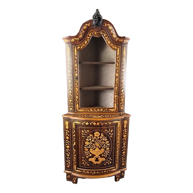19th Century Inlaid Corner Display Cabinet For Sale