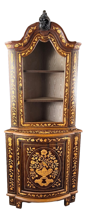 19th Century Inlaid Corner Display Cabinet