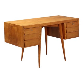 Maple Wood Desk with Drawers, 1950s For Sale