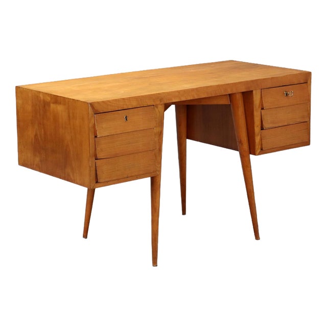 Maple Wood Desk with Drawers, 1950s For Sale