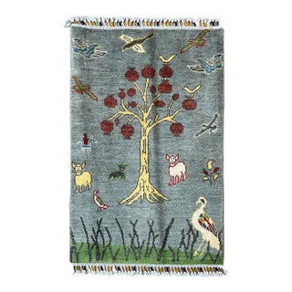 Afghan Nature Pictorial Wool Rug 2’ X 3’1” For Sale