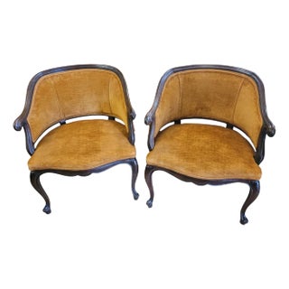 Pair of French 1940s Rust Color Arm Chairs For Sale