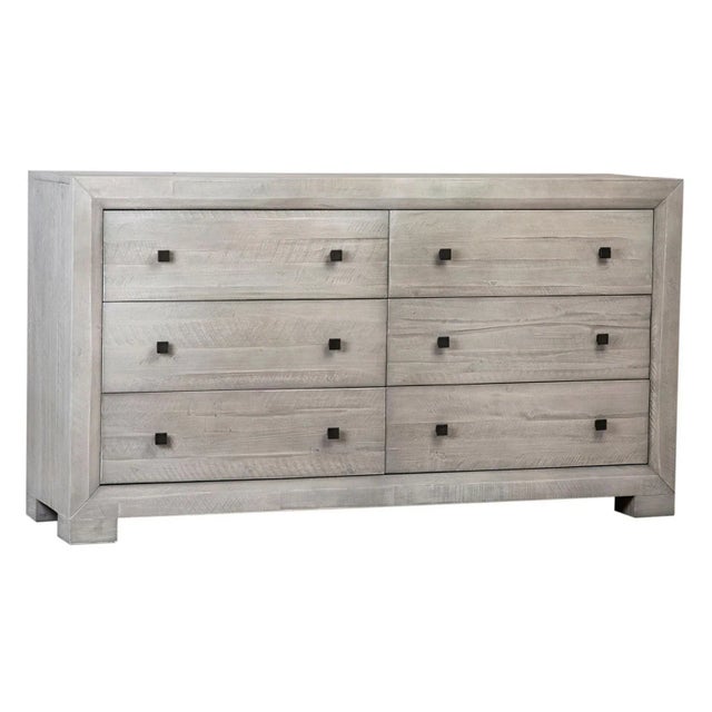 Contemporary Grey Wash 6-Drawer Wood Dresser For Sale - Image 3 of 3