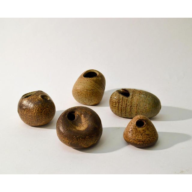 Studio Ceramic Pebble Vases in Earth Tones by Jaan Mobach, 1967, Set of 13 For Sale - Image 3 of 15