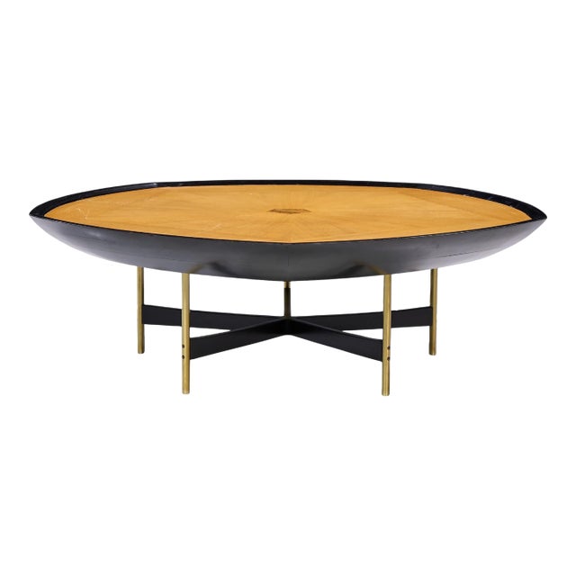 Paul Tuttle and Winsor White for Baker Furniture Transition Collection Oak and Brass Coffee Table For Sale