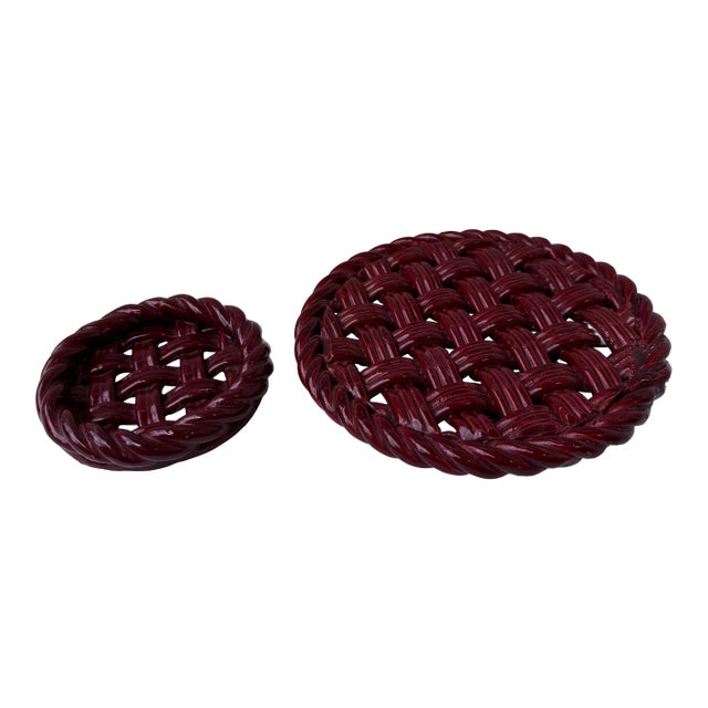 Vintage Vallauris France Ceramic Trivets – Massier Style For Sale