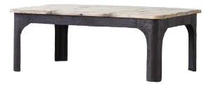 Matthew Izzo Home Upcyled Wood and Rustic Textured Iron Coffee Table
