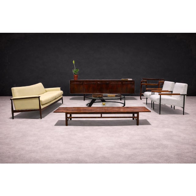Beige Sofa in Rosewood & Leather, Liceu De Artes E Oficios, 1960s For Sale - Image 8 of 8