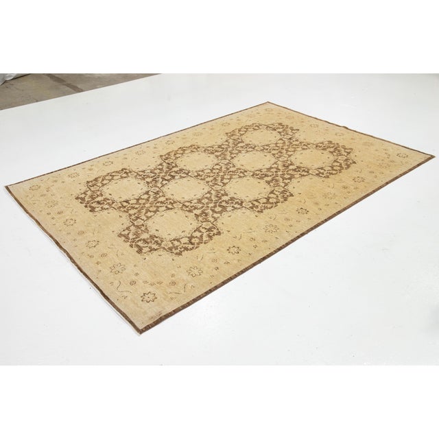 Islamic Early 20th Century Antique Paki Peshawar Beige and Brown Handmade Wool Rug For Sale - Image 3 of 10