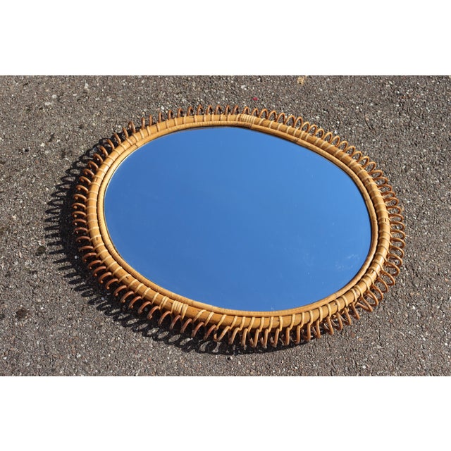 Large Rattan and Bamboo Wall Mirror by Franco Albini, Italy, 1960 For Sale - Image 8 of 9