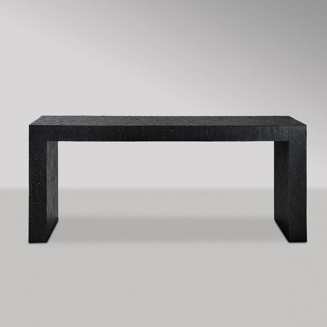 Wooden Console Table with Slate Marquetry and Front Drawers by Etienne Allemeersch, 1970s, in Flawless conditions....