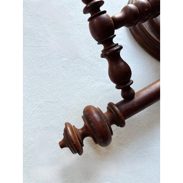 Victorian Antique Large Dark Wooden French Towel Rack For Sale - Image 3 of 8