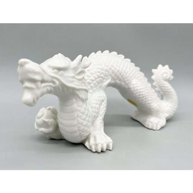 Chinoiserie 1960s Blanc De Chine Style White Porcelain Dragon Figurine — Chinoiserie / Hollywood Regency For Sale - Image 3 of 12