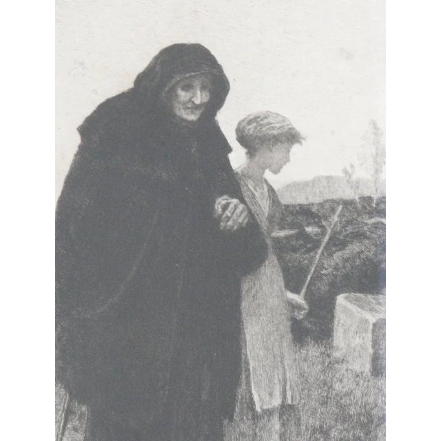 Realism Charles-Jean-Louis Courtry Homeless. 19th Century Etching For Sale - Image 3 of 3