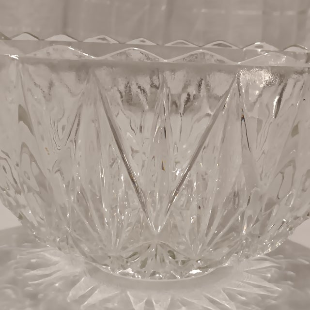 Mid 20th Century Vintage Large Cut Lead Crystal Bowl For Sale - Image 5 of 12