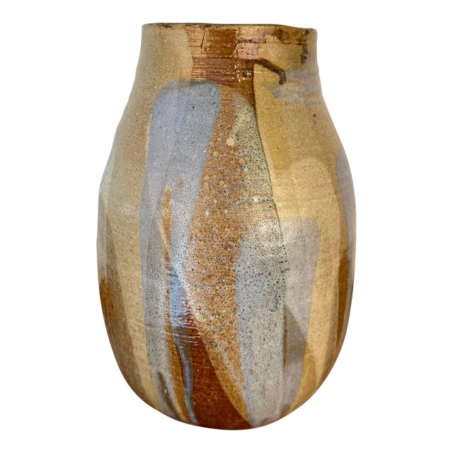 Studio Made Glazed Ceramic Vessel Signed For Sale