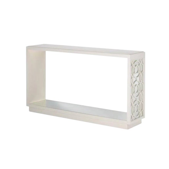 Currey & Co. Modern White Mirrored Alisa Console Table For Sale