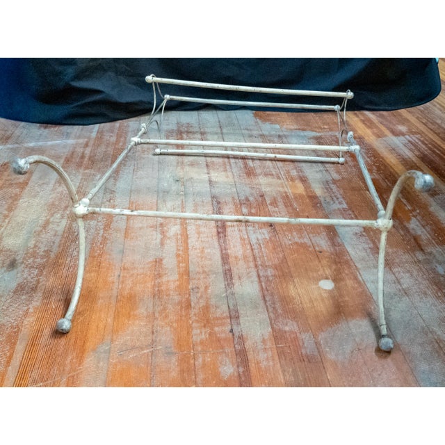 19th Century Victorian White and Blue Painted Wire and Metal Towel Drying Rack For Sale - Image 16 of 16