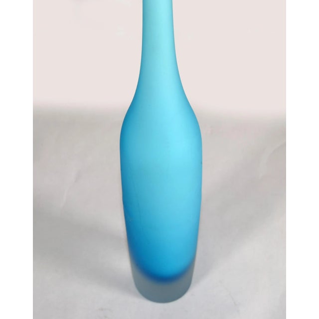 Glass 1980s Italian Cornflower Blue Scavo Glass Wheat Vase Vessel Mid-Century Modern For Sale - Image 7 of 14