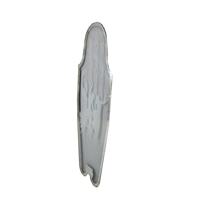 Art Deco Mirror Panel in Frosted Etched Glass with Dancing Figures and Mirrored Frame, Italy, 1930s-1940s For Sale - Image 3 of 10