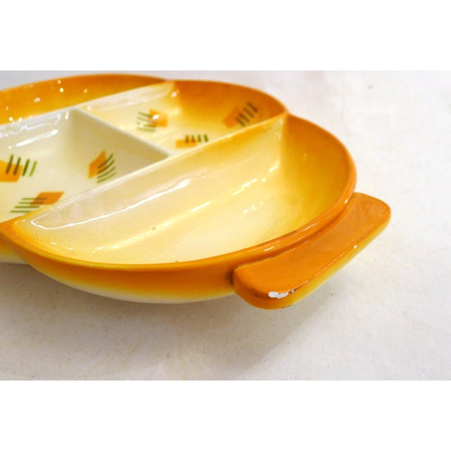 Cream Modernist Bauhaus Earthenware Appetizer Dish with Graphic Decor, Germany, 1930s For Sale - Image 8 of 12